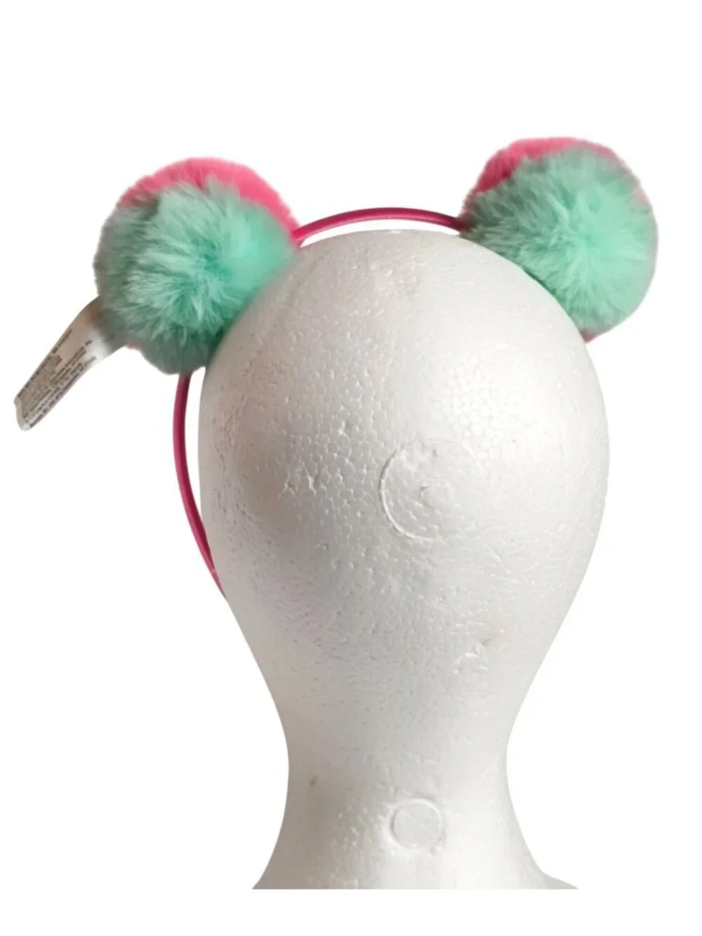 Girls Pom Pom Headband Pink Mint Green Fuzzy Pink Satin Coverage Soft Girl Whims